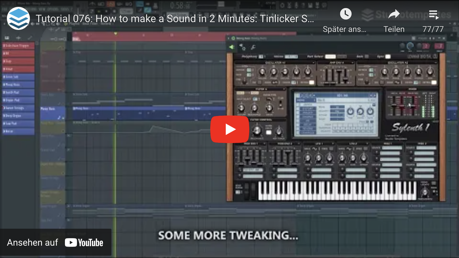 076 Tinlicker Style Deep House Moog Bass Synthesizer Tutorials